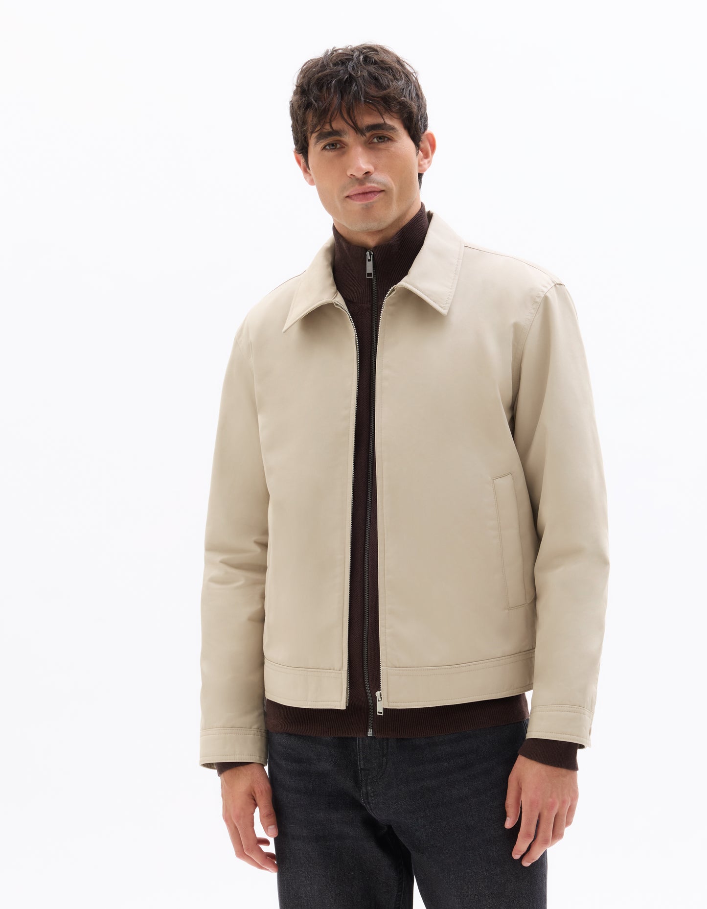 Regular Fit 100% Cotton Solid Spread Collar Jackets