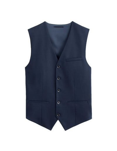 Slim Fit Viscose Blend Solid V-Neck Waistcoat - Blue