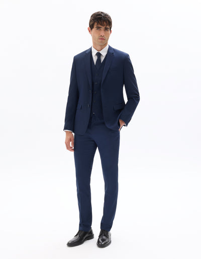 Celio Solid  Poly-Blend Blue Coat