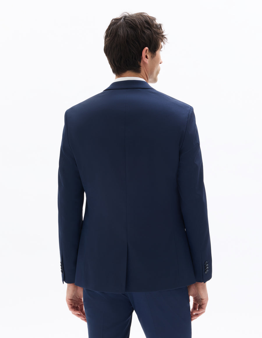 Slim Fit 100% Polyester Blazer - Blue