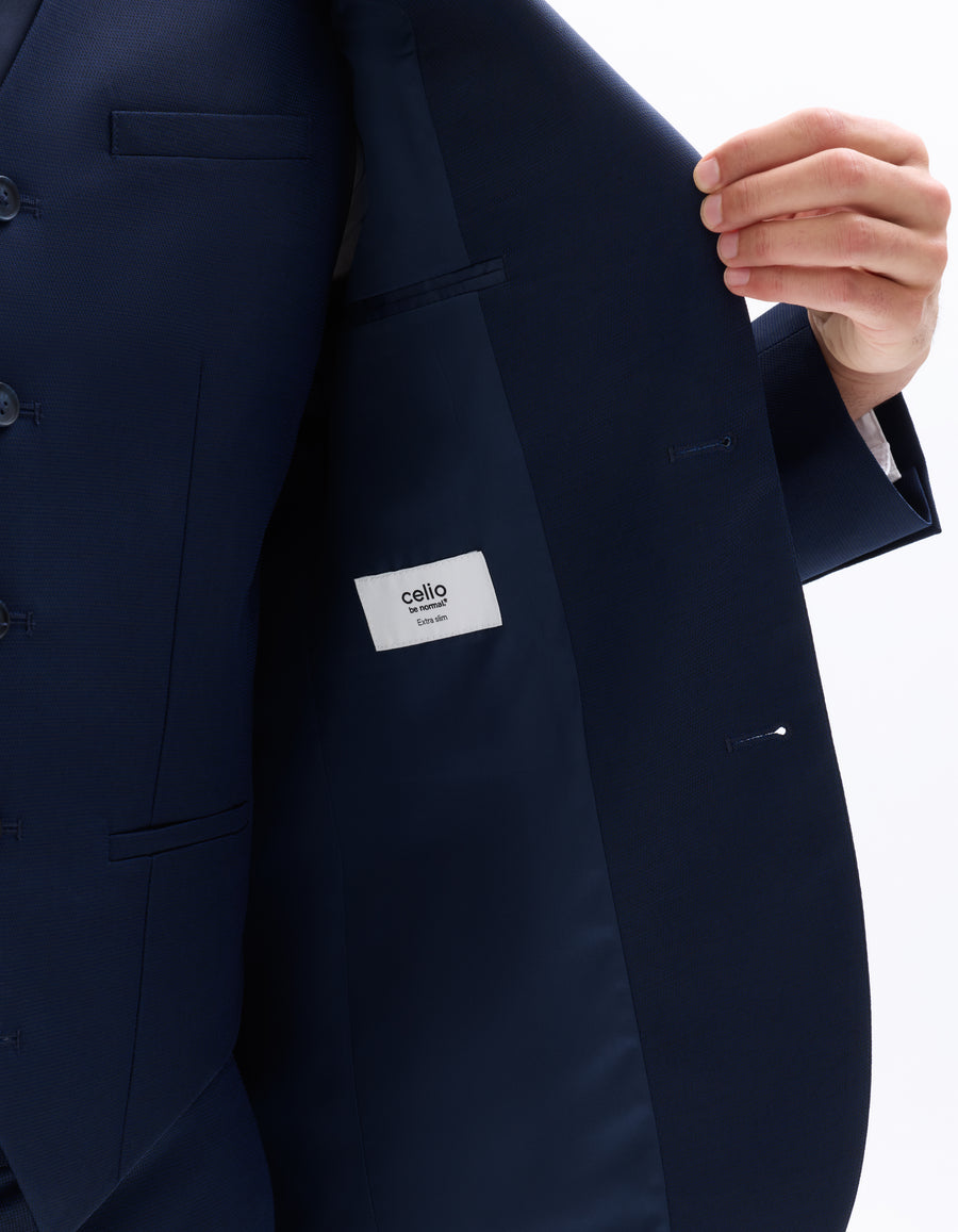 Slim Fit 100% Polyester Blazer - Blue