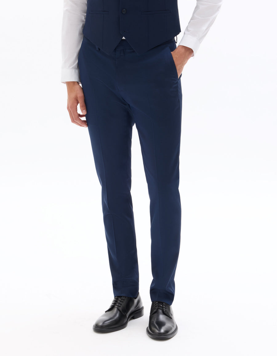 Extra Slim Fit 100% Polyester Formal Trousers - Blue