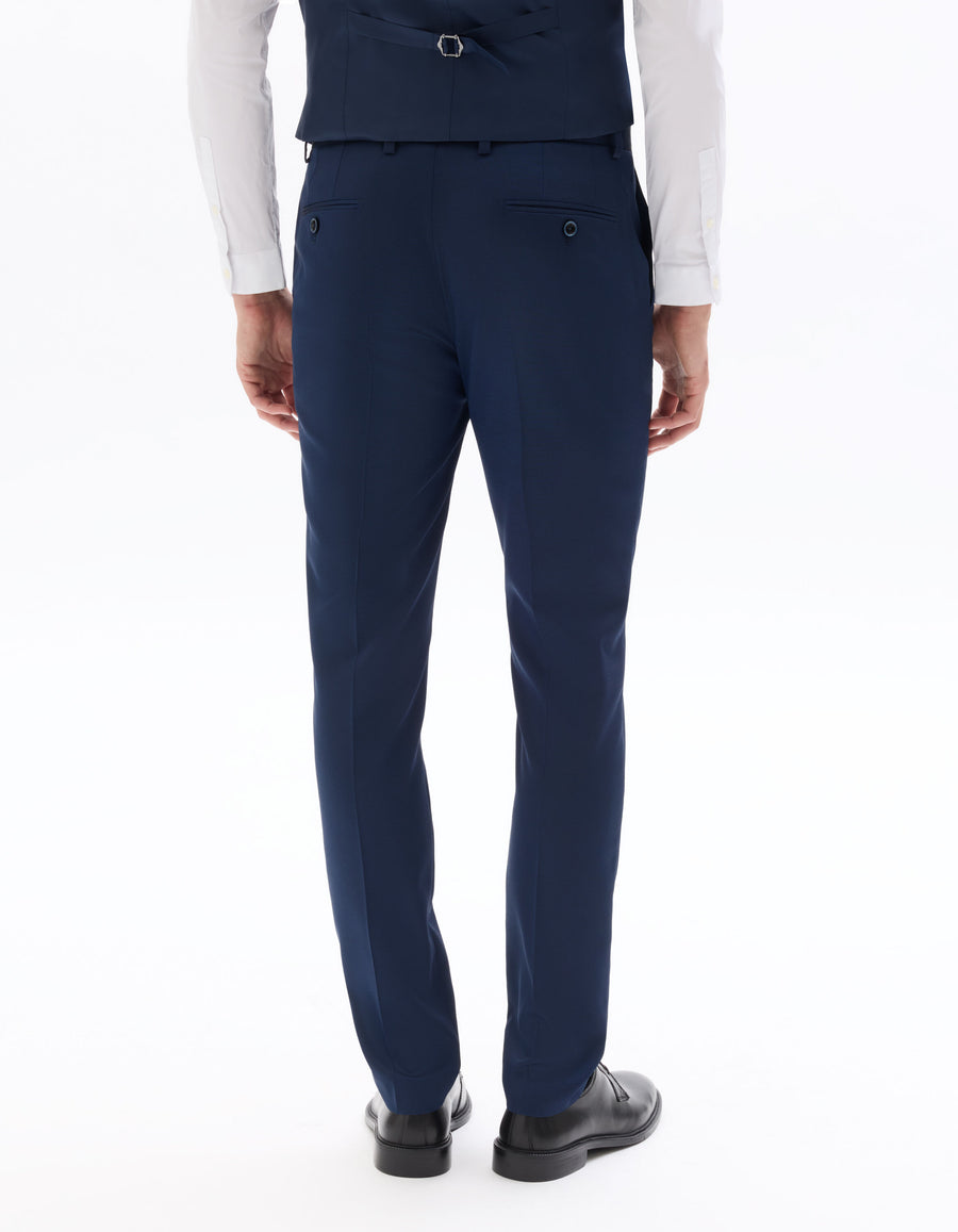 Extra Slim Fit 100% Polyester Formal Trousers - Blue