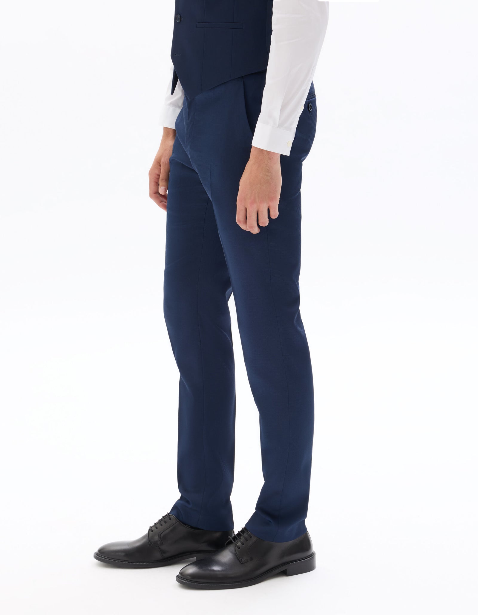 Extra Slim Fit 100% Polyester Formal Trousers - Blue