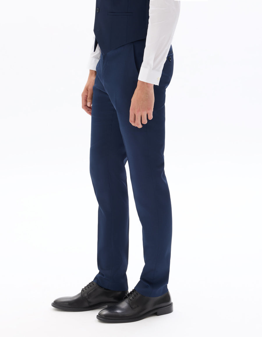 Extra Slim Fit 100% Polyester Formal Trousers - Blue