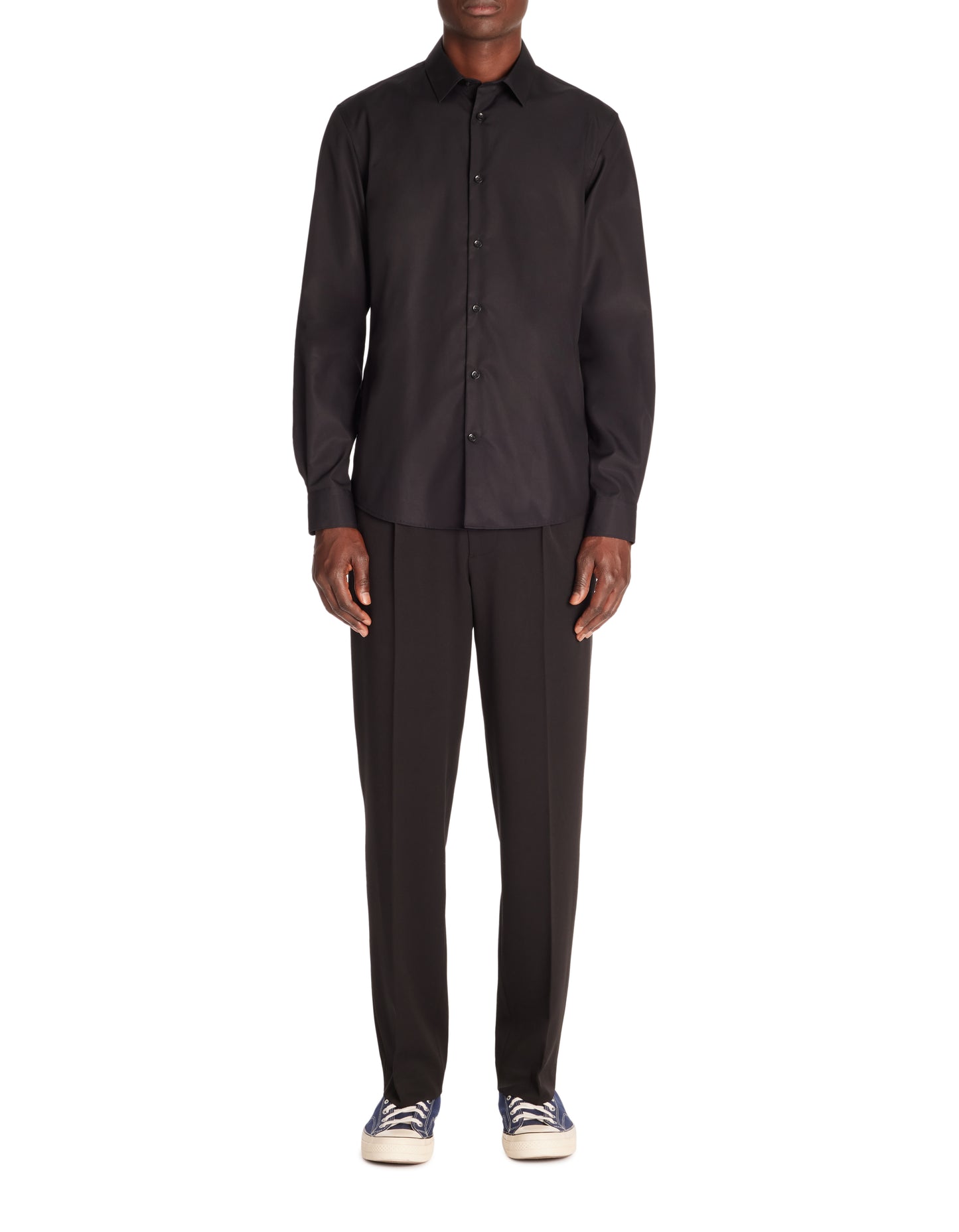 Celio* Solid Slim Fit Cotton Black Shirt