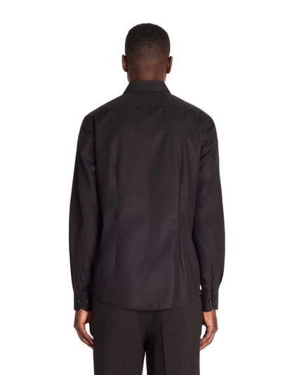 Celio* Solid Slim Fit Cotton Black Shirt