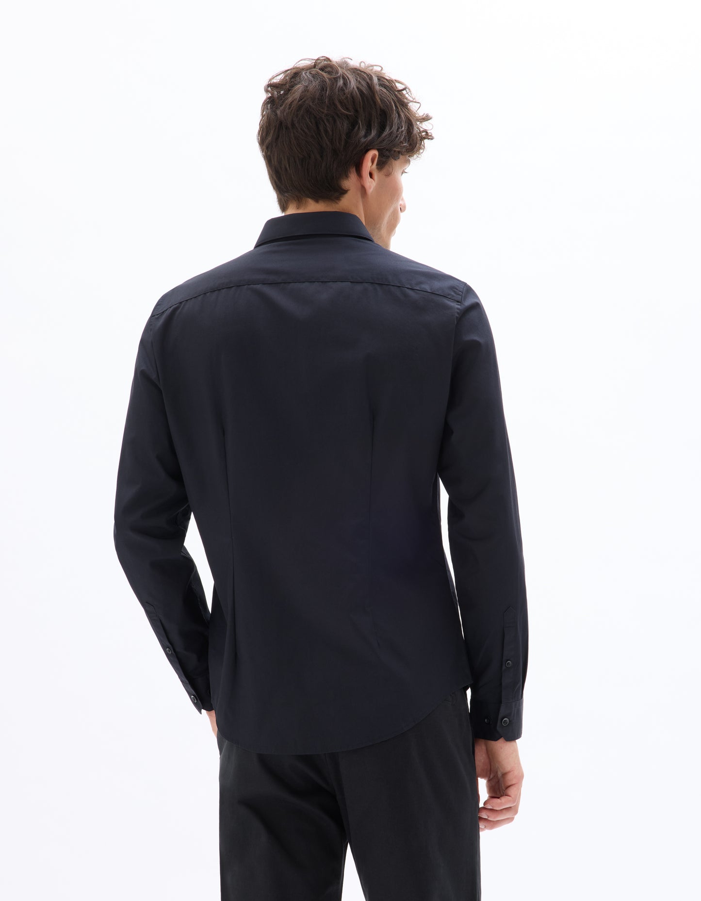 Celio* Solid Slim Fit Cotton Black Shirt