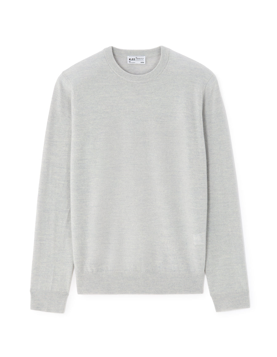 Regular Fit 100% Wool Solid Crew Neck Sweaters