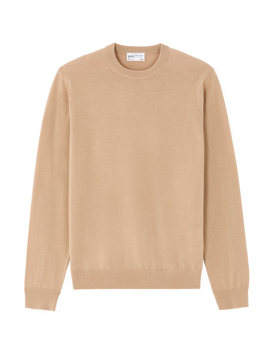 Regular Fit 100% Wool Solid Crew Neck Sweaters