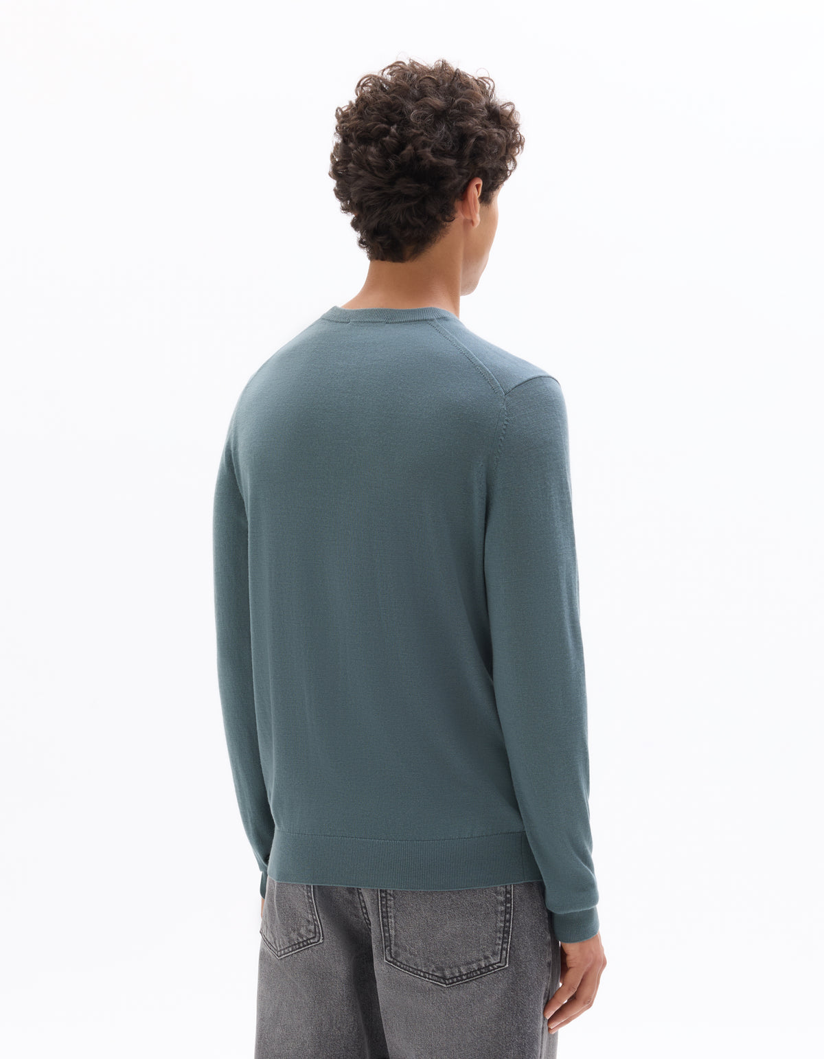 Regular Fit 100% Wool Solid Crew Neck Sweaters
