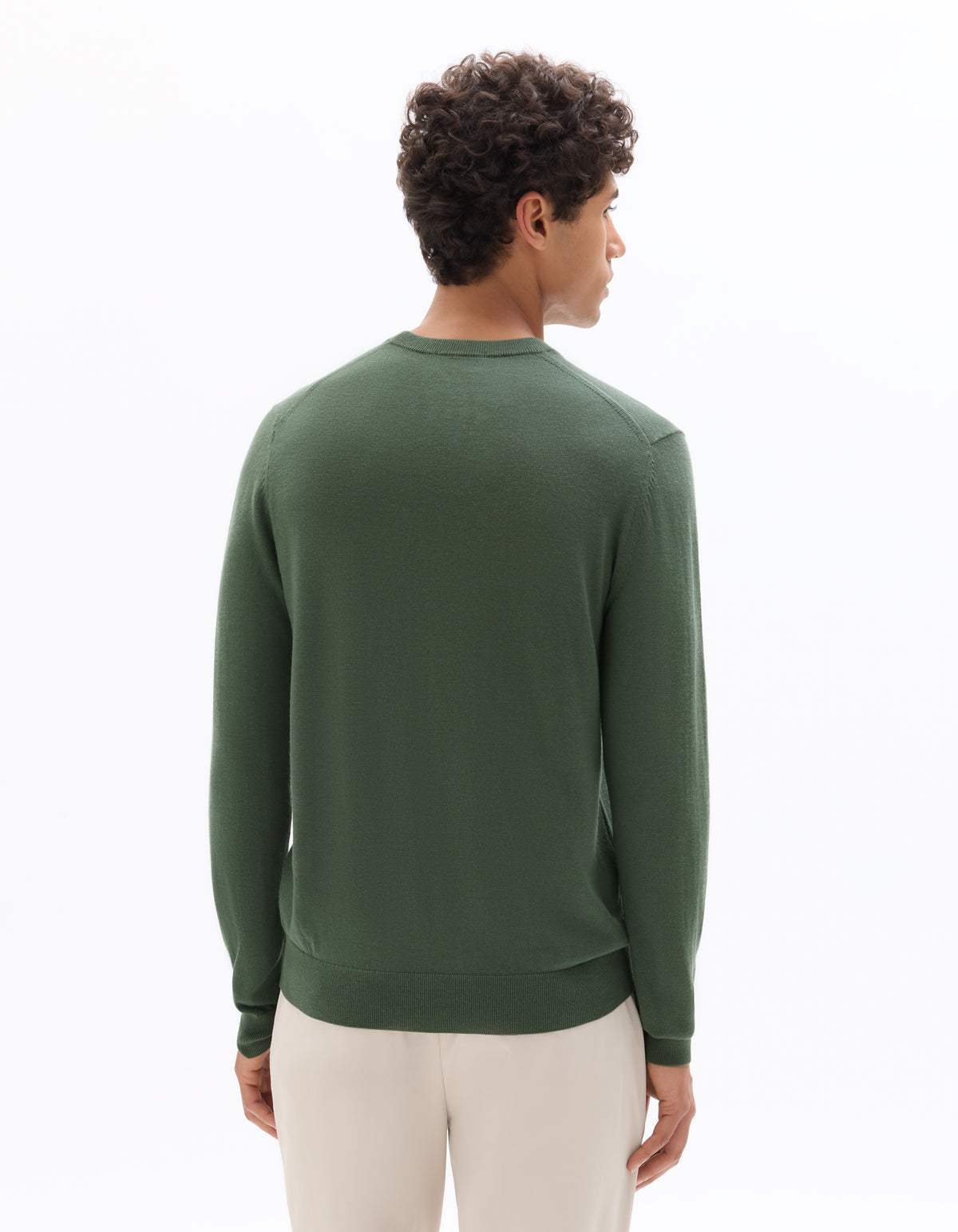 Regular Fit 100% Wool Solid Crew Neck Sweaters