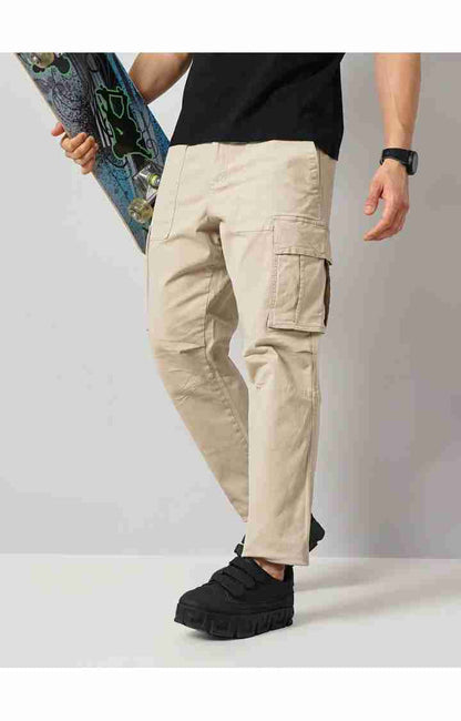 Beige Regular Fit Cargos