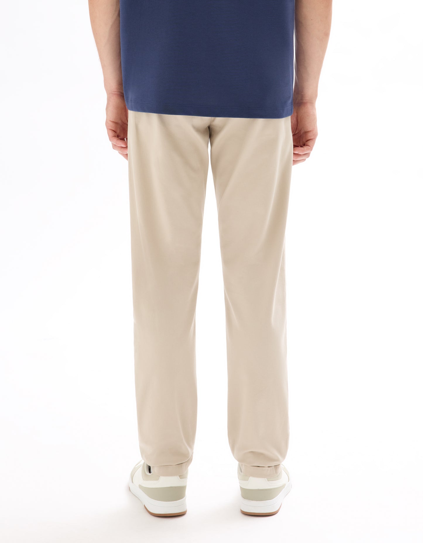 Celio* Cotton-Blend Slim Fit Beige Trouser