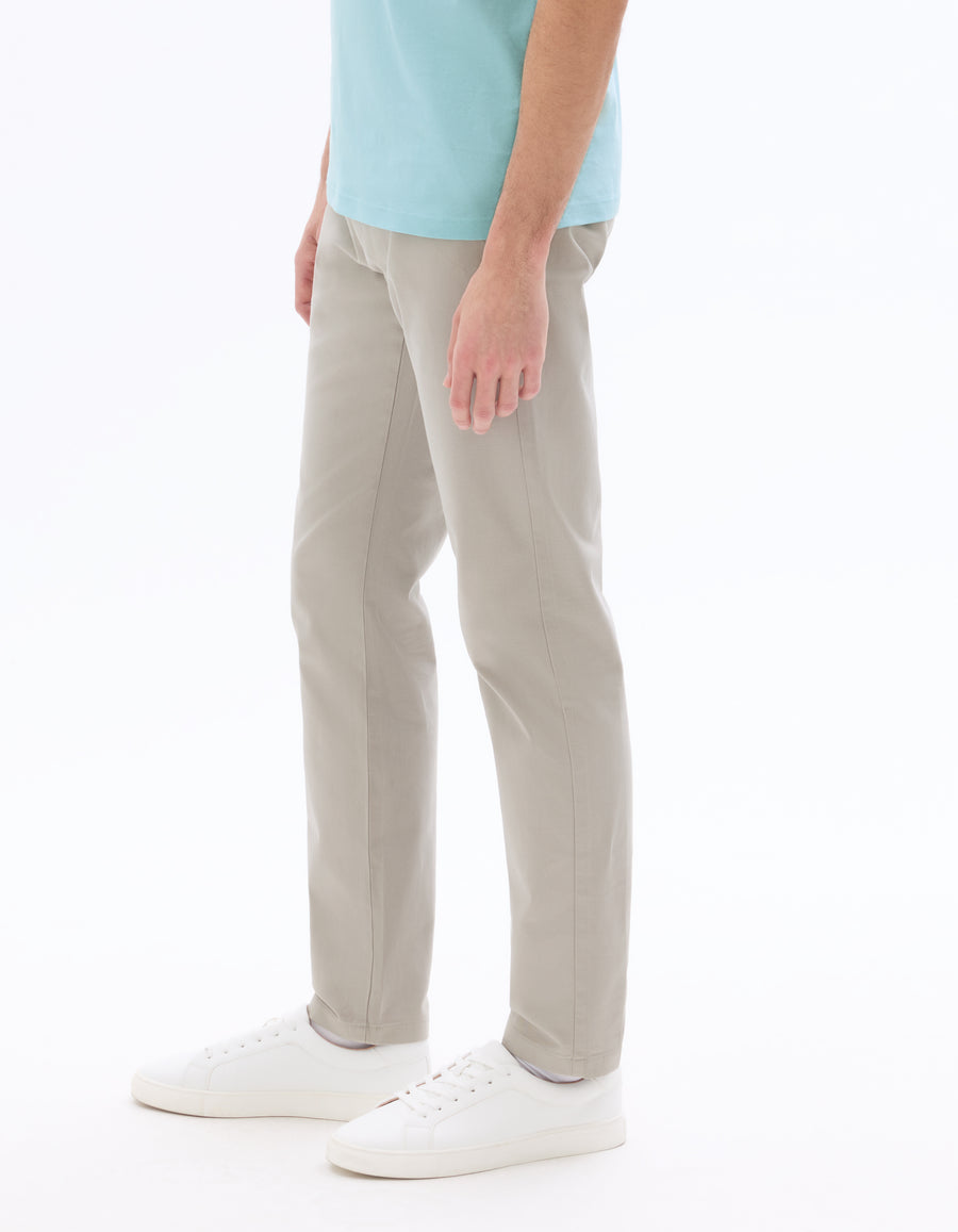 Slim Fit 100% Cotton Solid Casual Trousers