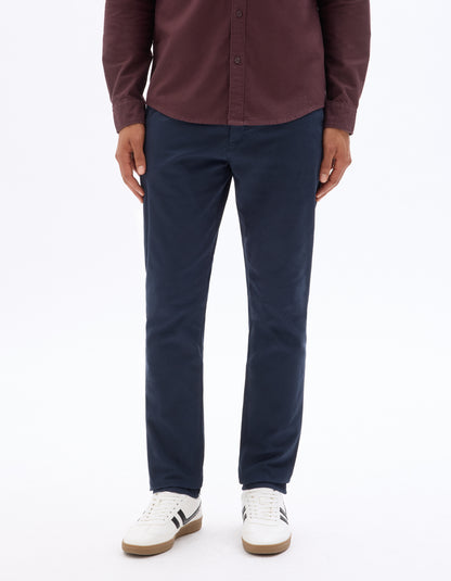 Celio* Cotton-Blend Slim Fit Blue Trouser