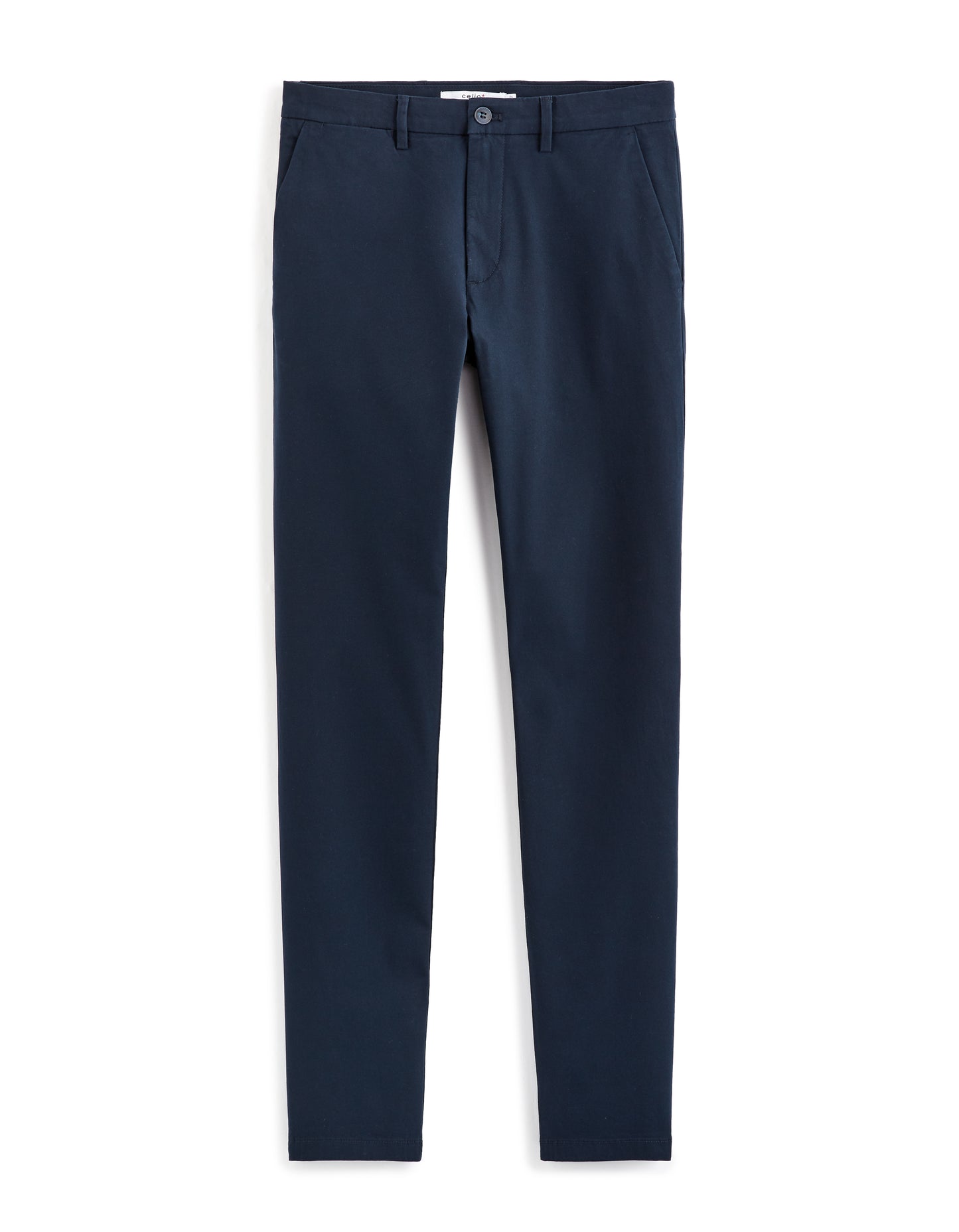 Celio* Cotton-Blend Slim Fit Blue Trouser