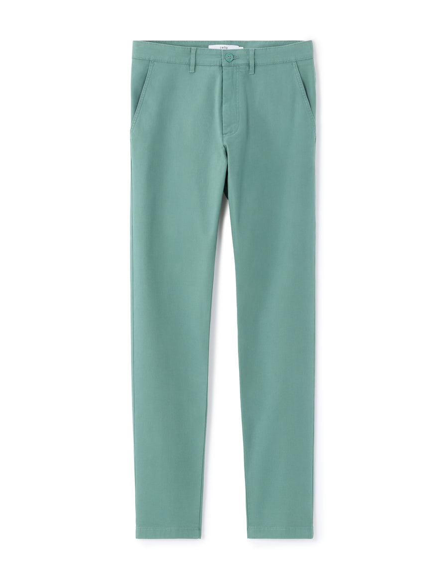 Celio Solid Slim Fit Cotton Green Trousers