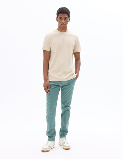 Celio Solid Slim Fit Cotton Green Trousers