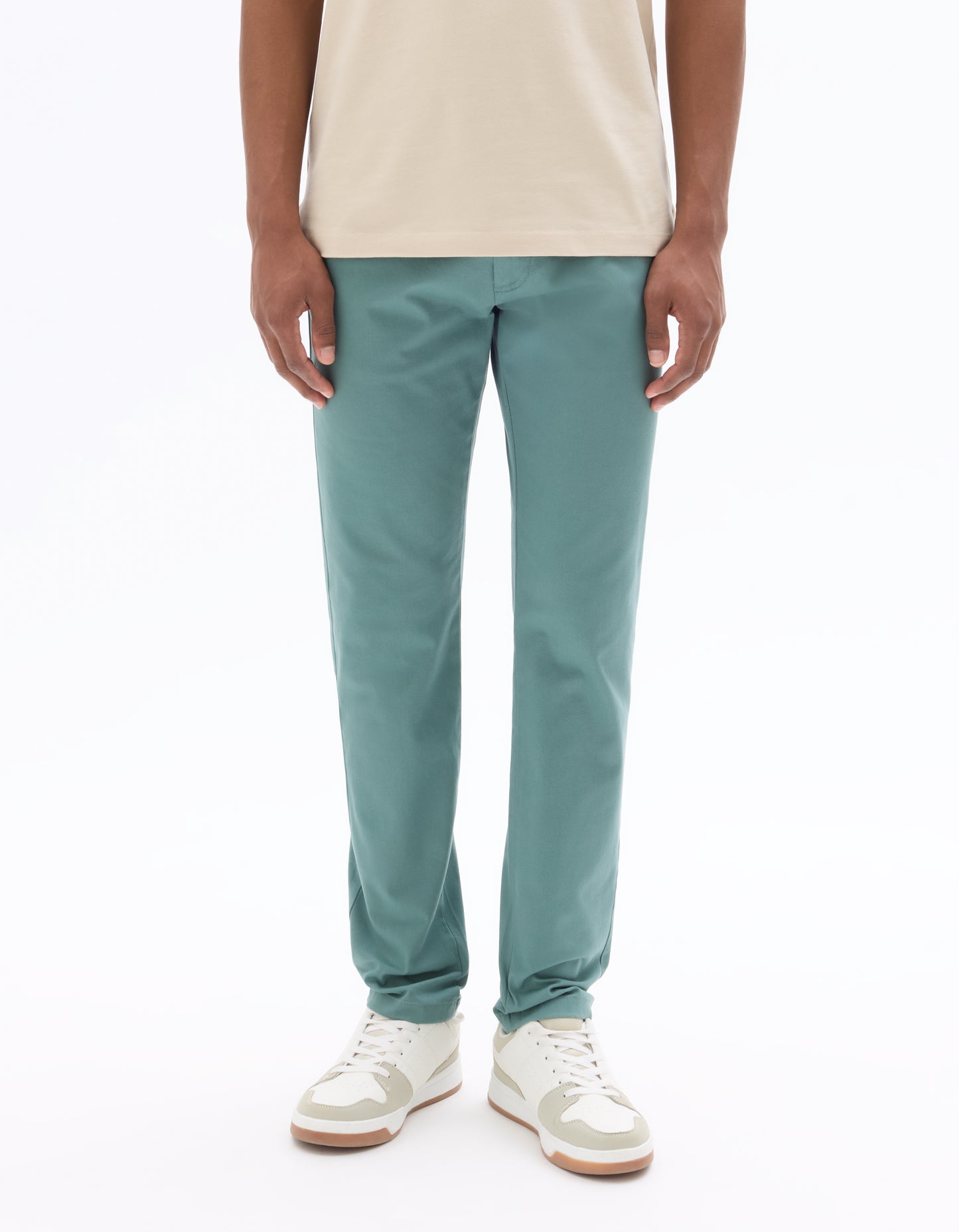 Celio Solid Slim Fit Cotton Green Trousers
