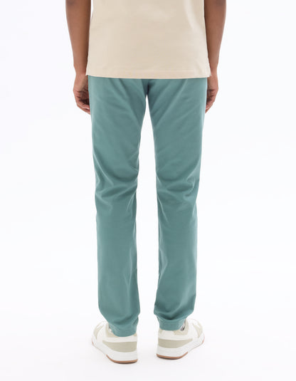 Celio Solid Slim Fit Cotton Green Trousers