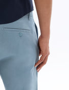 Slim Fit Stretch Cotton Trousers - Light Blue
