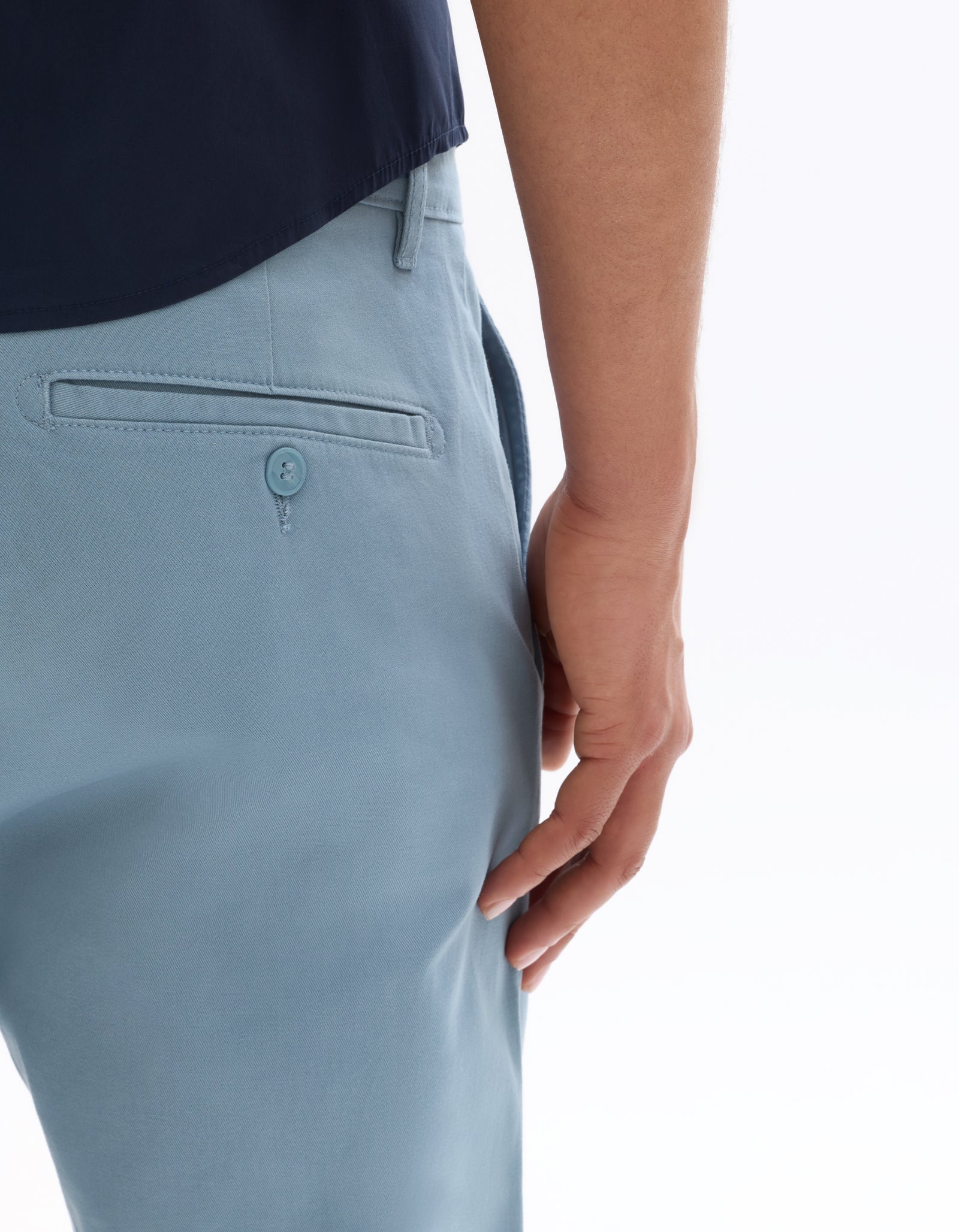 Slim Fit Stretch Cotton Trousers - Light Blue
