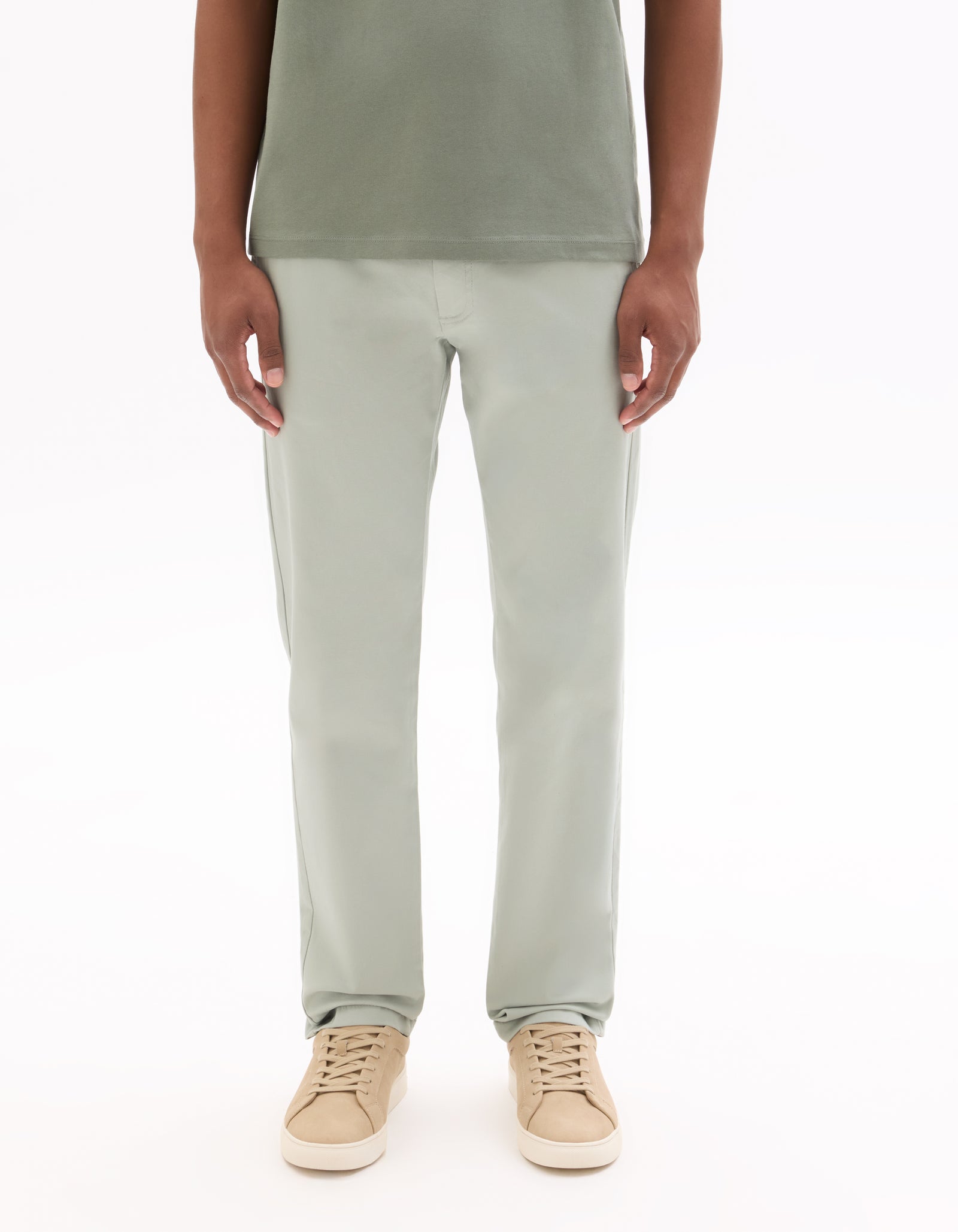 Slim Fit Stretch Cotton Trousers - Light Green