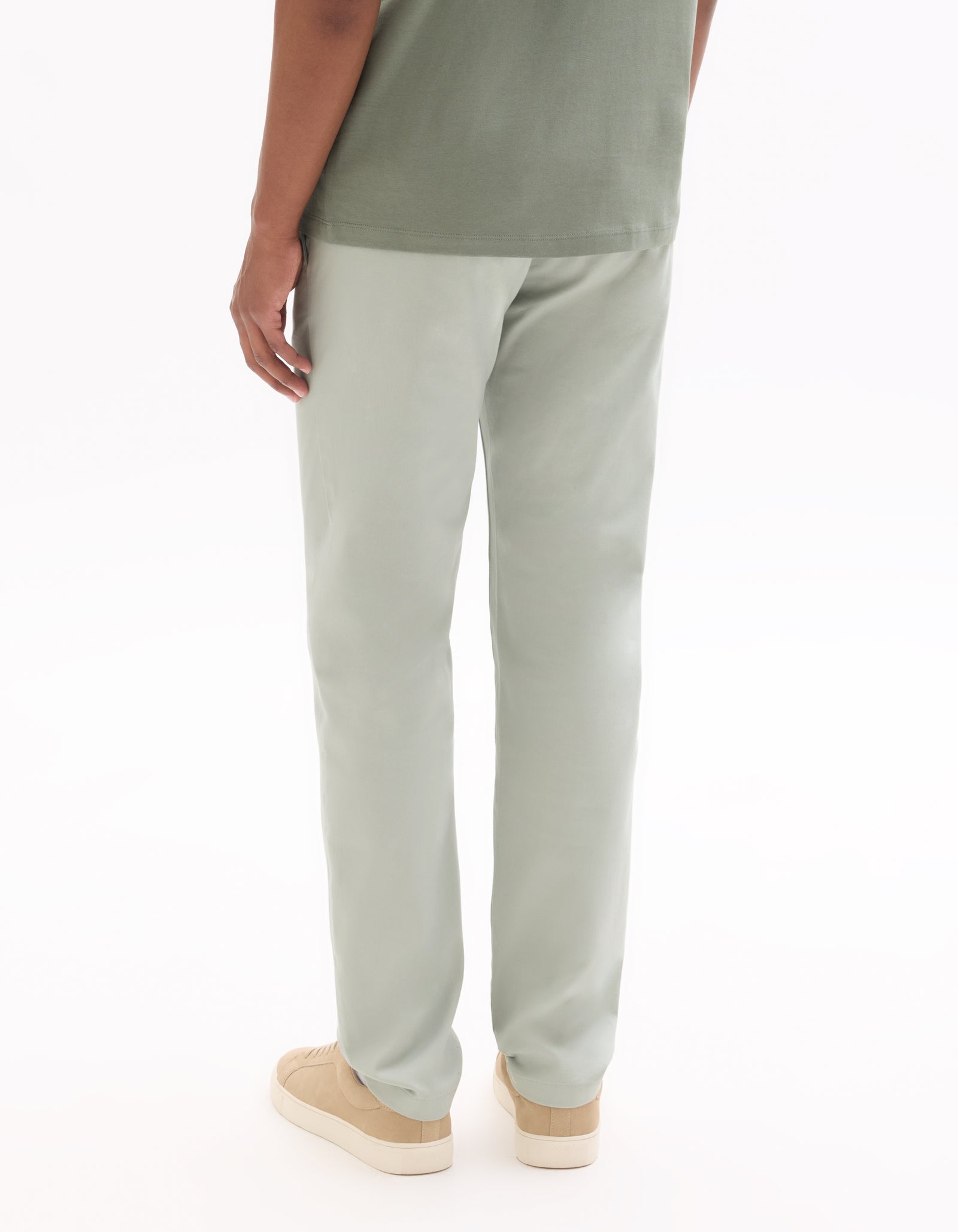 Slim Fit Stretch Cotton Trousers - Light Green