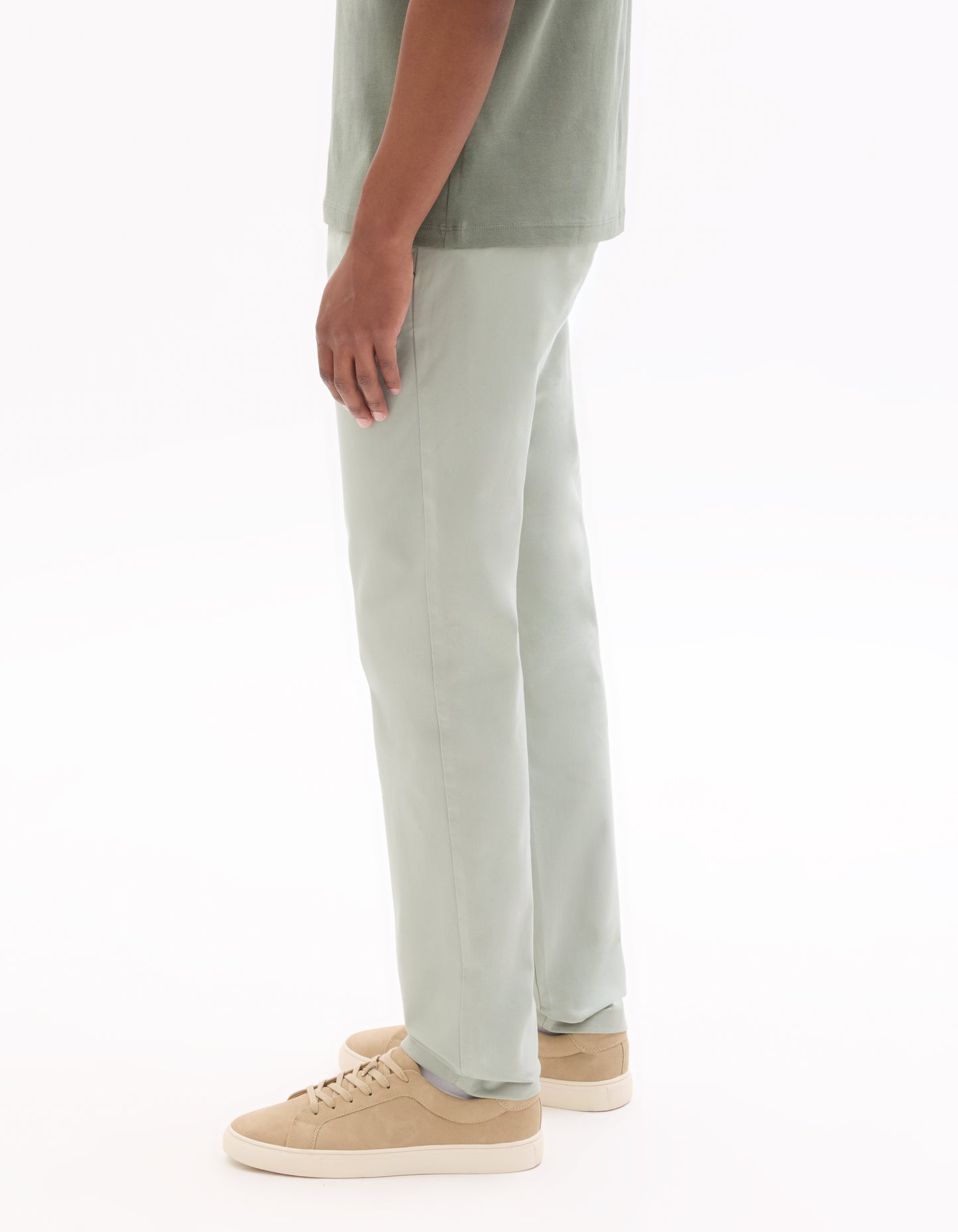 Slim Fit Stretch Cotton Trousers - Light Green