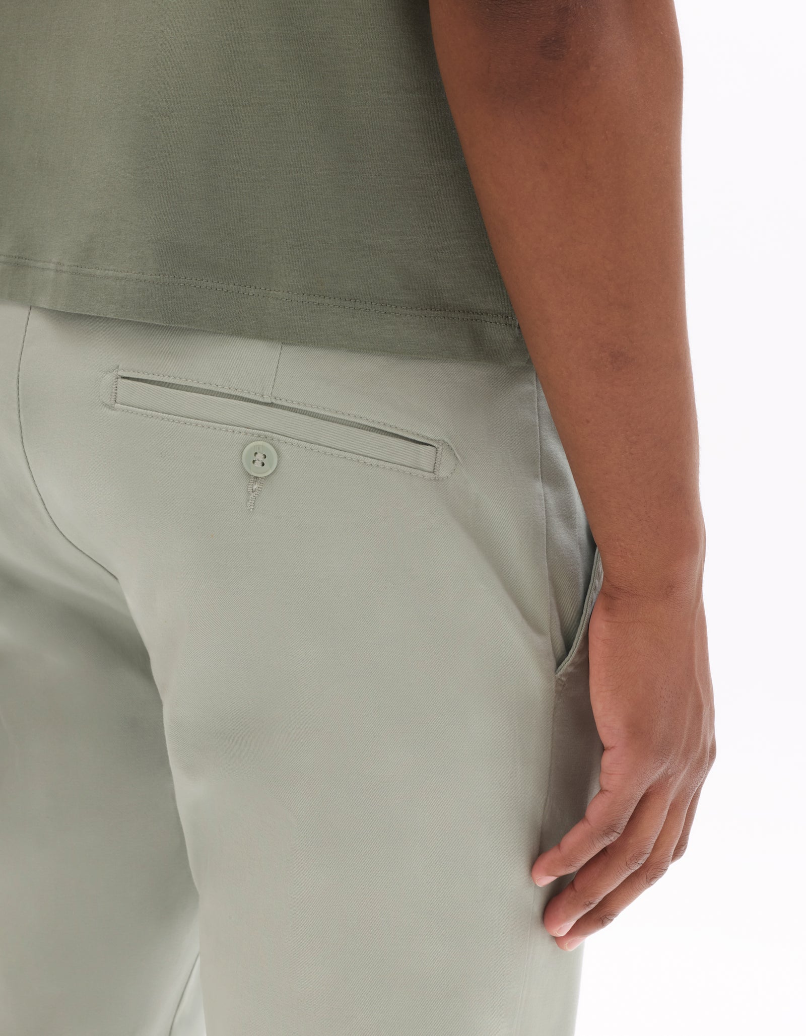 Slim Fit Stretch Cotton Trousers - Light Green