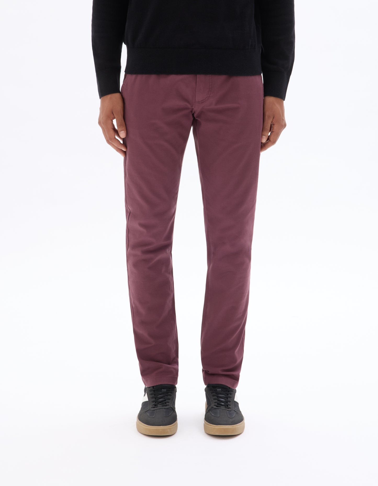 Slim Fit 100% Cotton Solid Casual Trousers