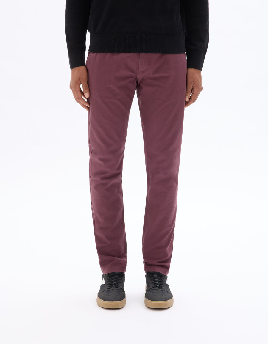 Slim Fit 100% Cotton Solid Casual Trousers