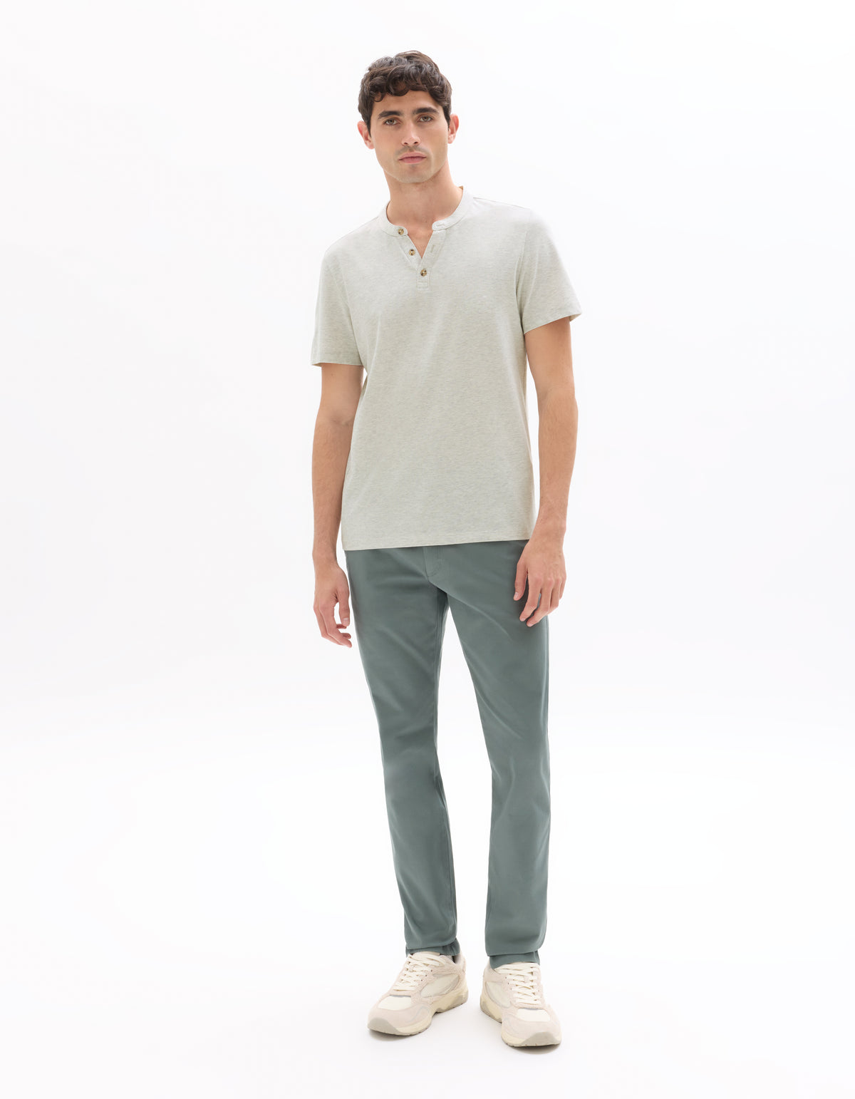 Slim Fit Stretch Cotton Trousers - Light Green
