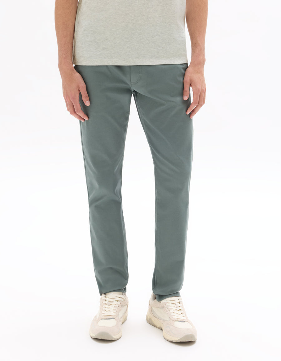 Slim Fit Stretch Cotton Trousers - Light Green