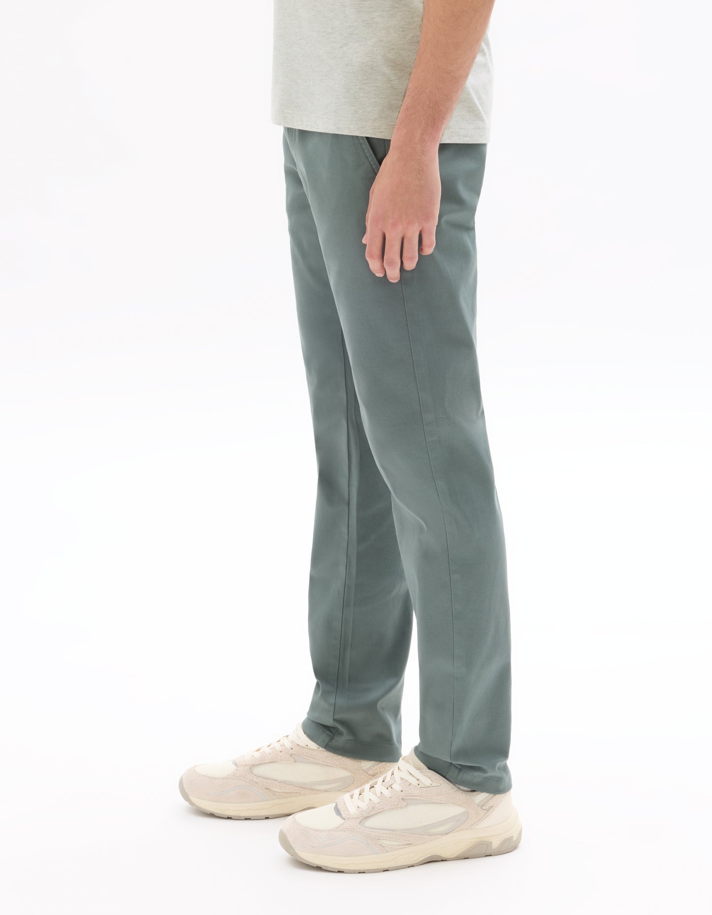 Slim Fit Stretch Cotton Trousers - Light Green