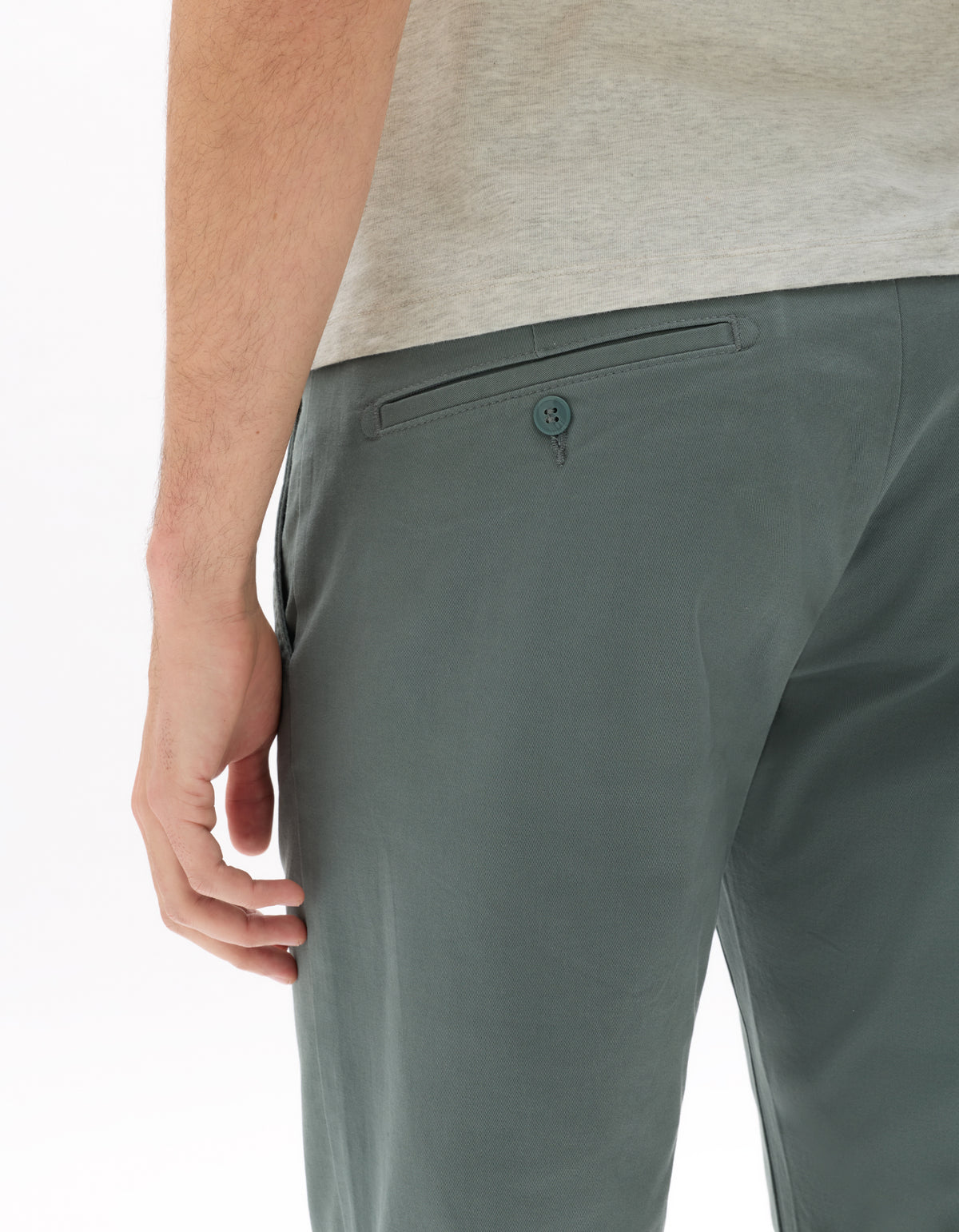 Slim Fit Stretch Cotton Trousers - Light Green
