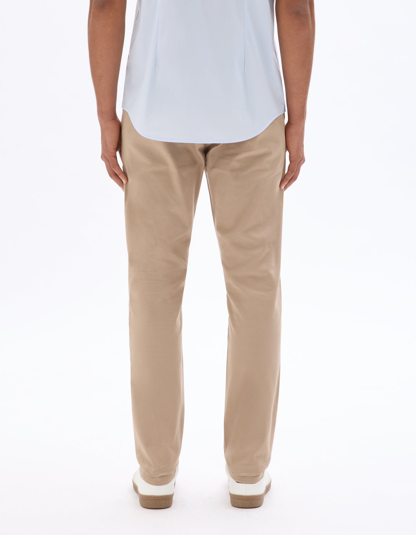 Slim Fit Stretch Cotton Trousers - Beige