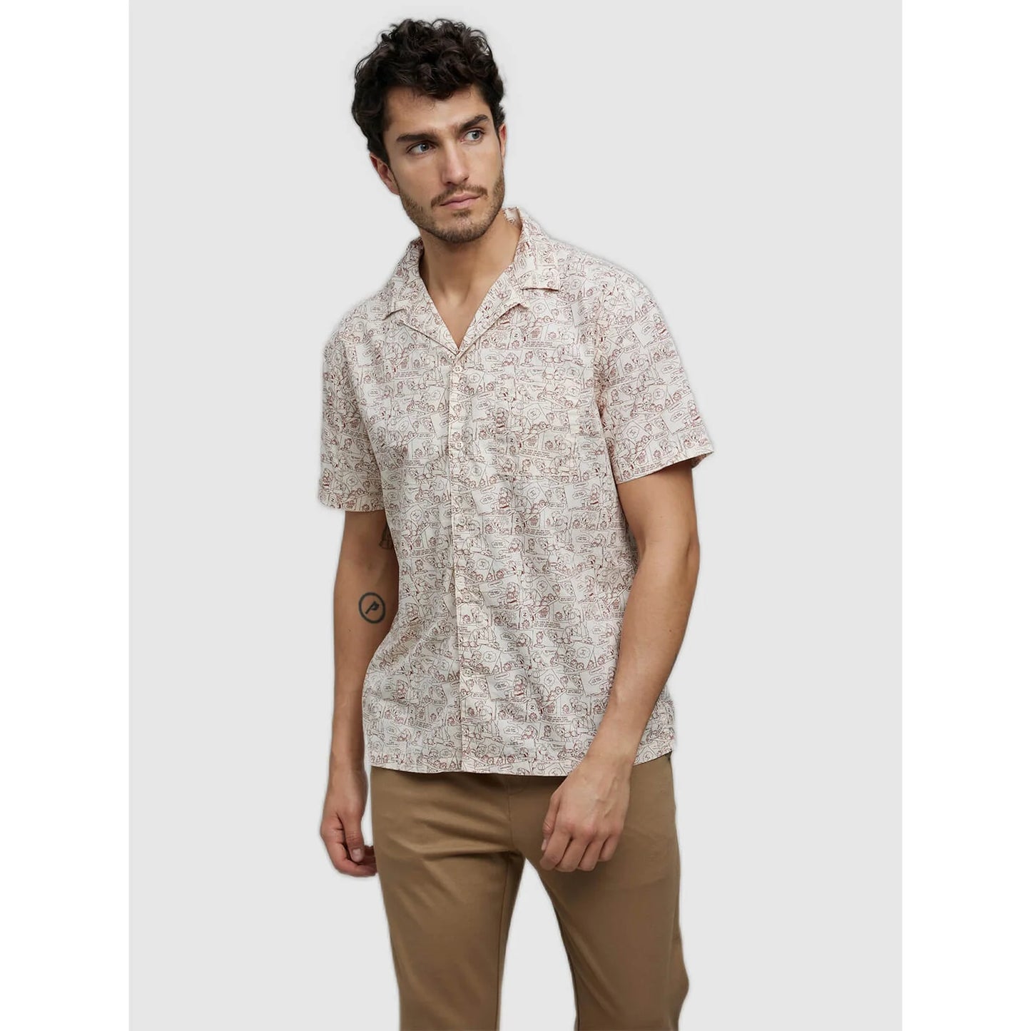 Garfield - Beige Printed Cotton Shirt