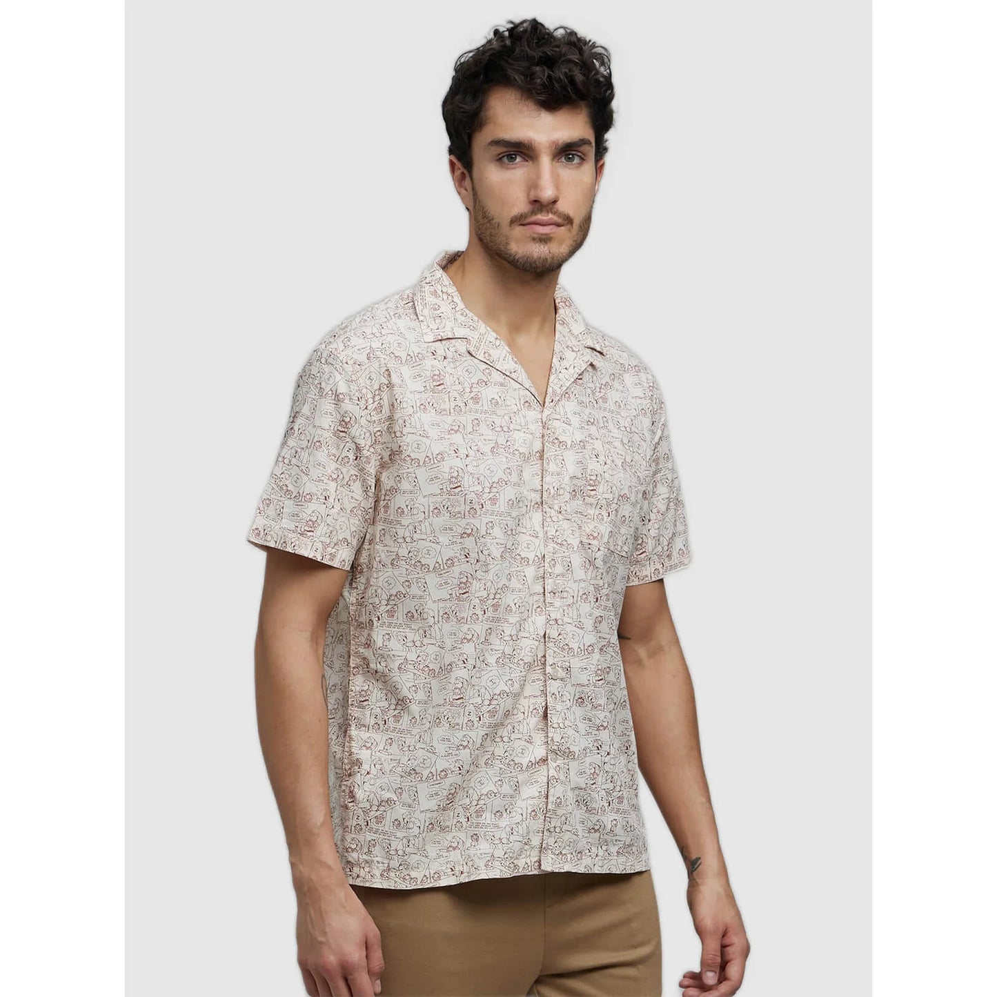 Garfield - Beige Printed Cotton Shirt