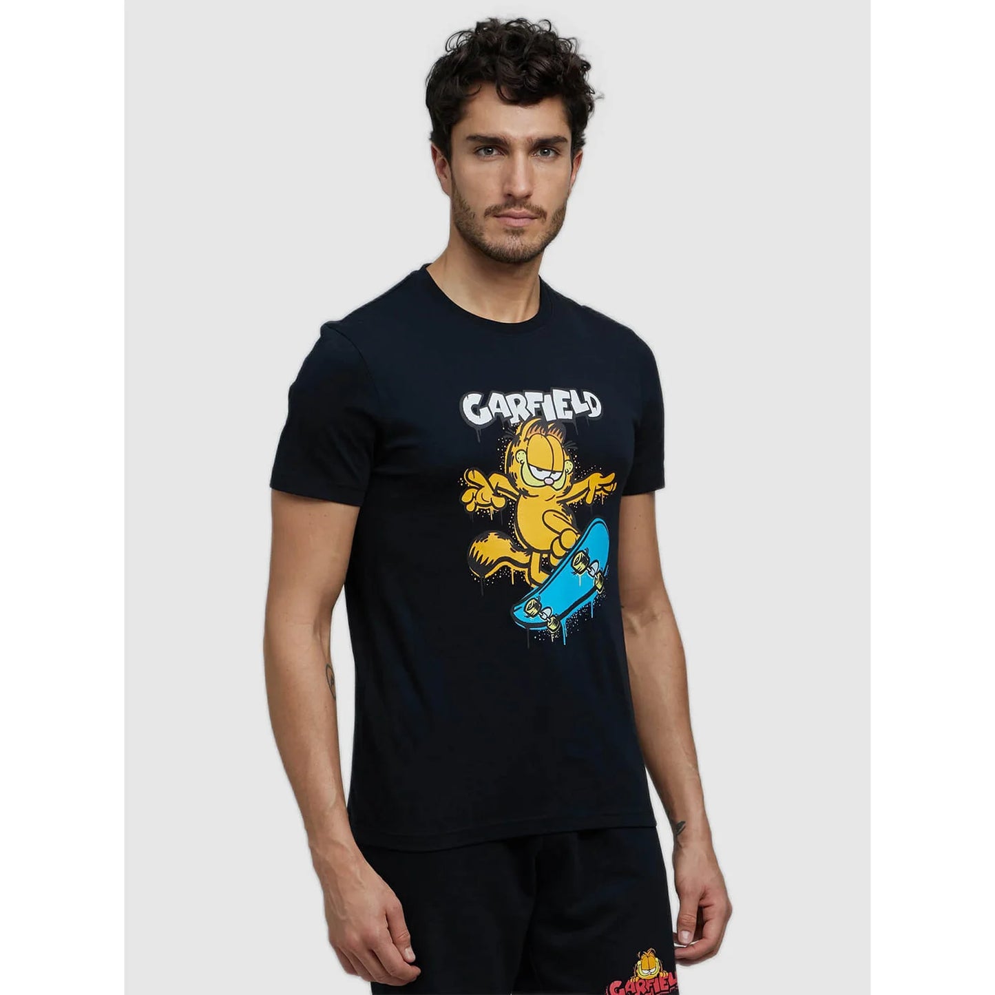 Garfield - Black Printed Cotton T-Shirt