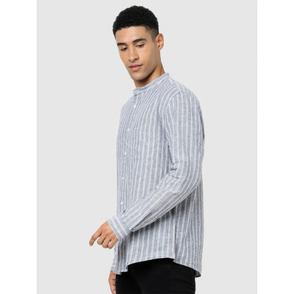 Celio* Striped Regular Fit Cotton-Blend Blue Shirt