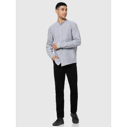 Celio* Striped Regular Fit Cotton-Blend Blue Shirt