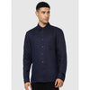 Celio* Solid Regular Fit Linen Navy Blue Shirt