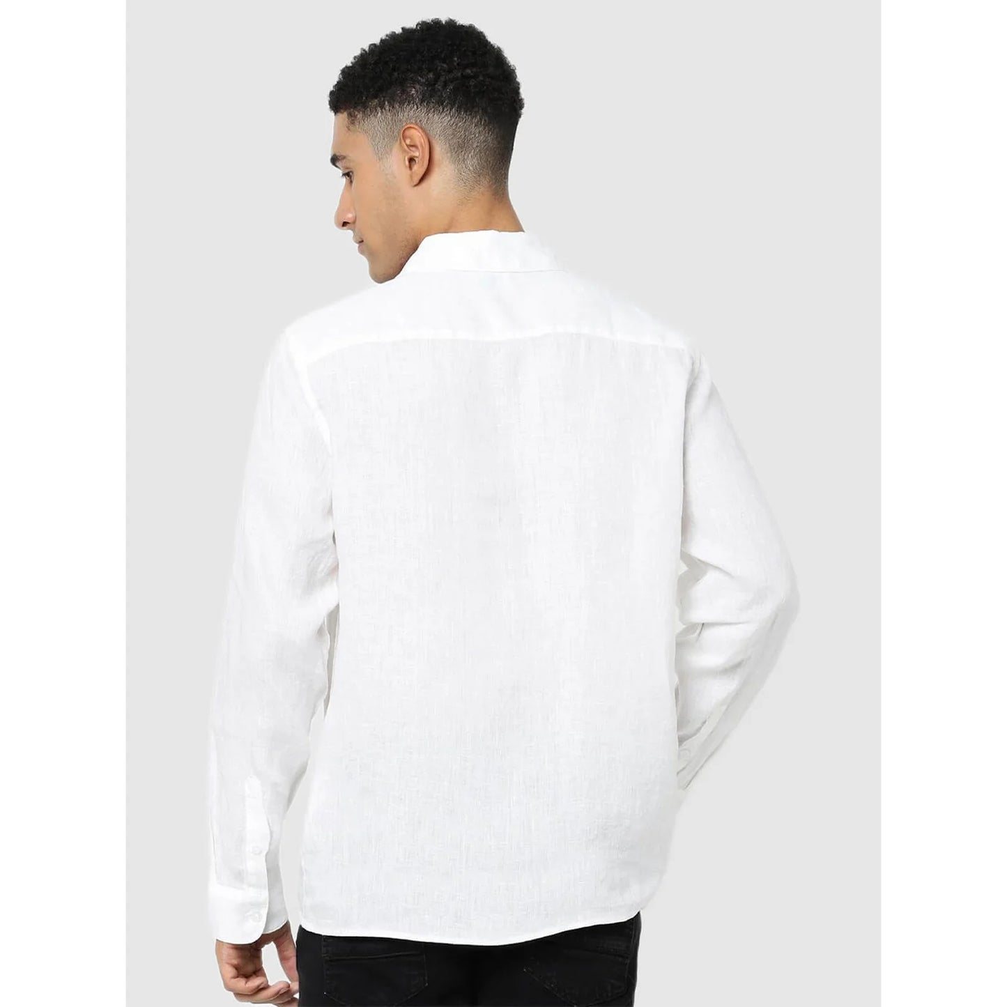 White Solid Linen Shirt