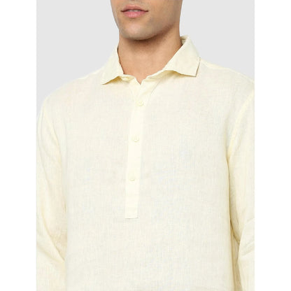 Cream Solid Linen Shirt