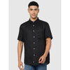 Celio* Solid Regular Fit Linen Black Shirt