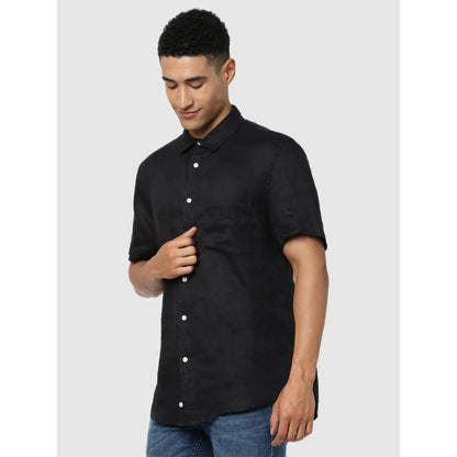 Black Solid Linen Shirt