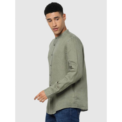 Green Solid Linen Shirt