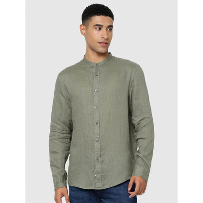 Green Solid Linen Shirt